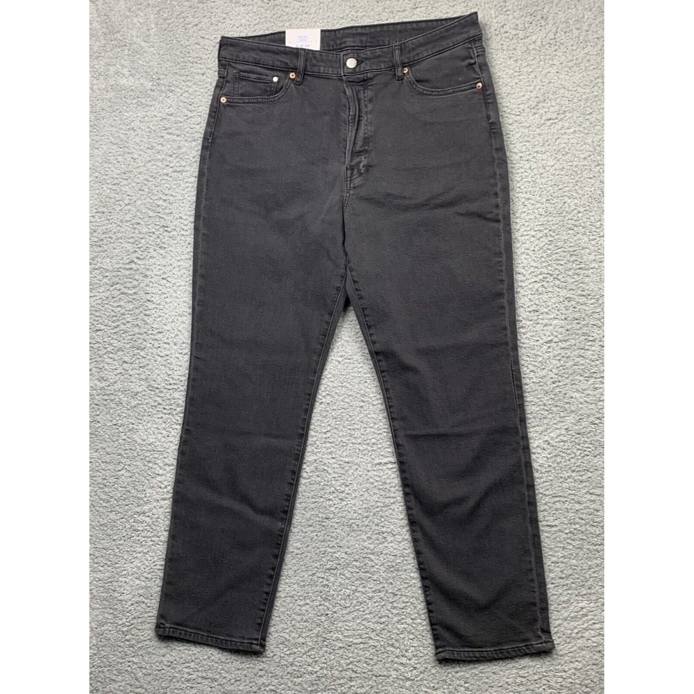 H&M Jeans Womens Size 14 Faded Black Mom Loose Fit Button Fly High Waist